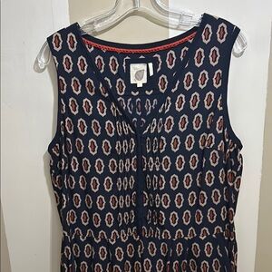 Navy Geometric Print Sleeveless Jumpsuit